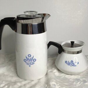 Vintage Corning Ware Blue Cornflower 6 Cup & 10 Cup Coffee Pot w/Lid Parts Only